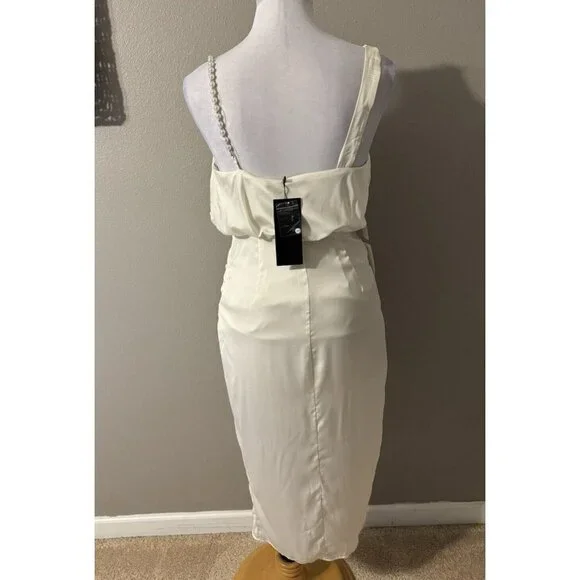 DO + BE Ivory Pearl Strap M Medium Silky Dress NEW NWT - Picture 13 of 16